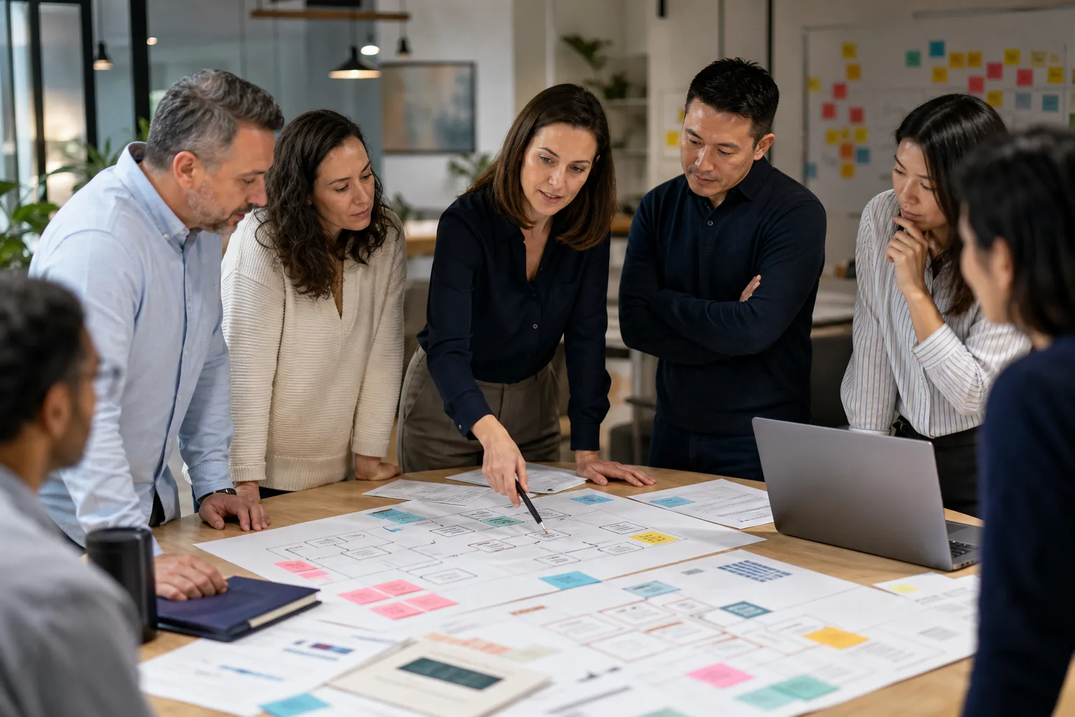 Experienced colleagues solving a business problem together